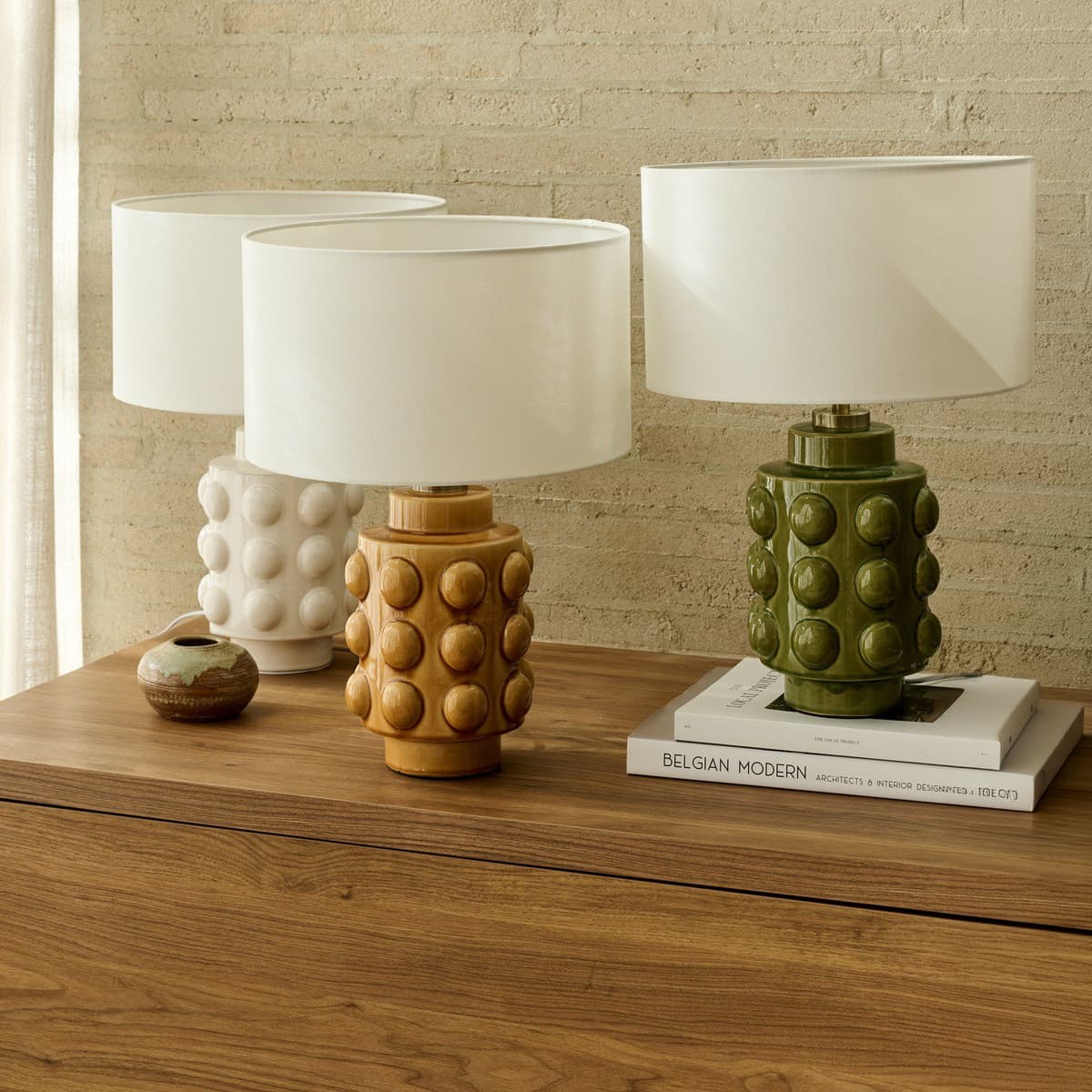 Palma 1 Light Table Lamp in Olive with White Shade-img-2