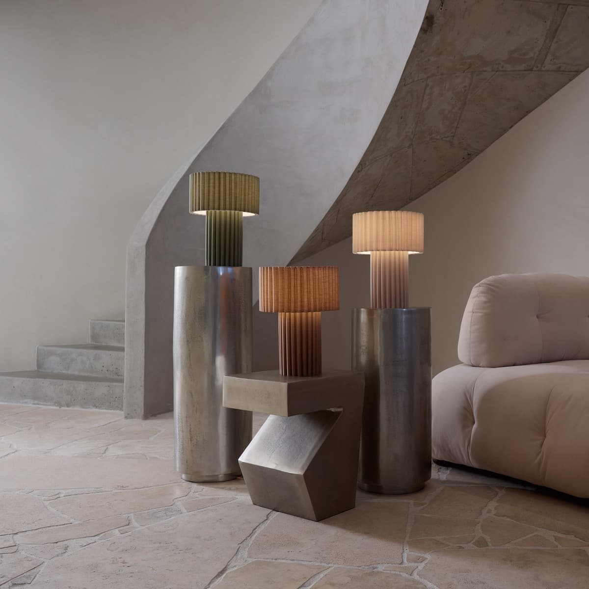 Nora Scalloped Table Lamp in Sandstone