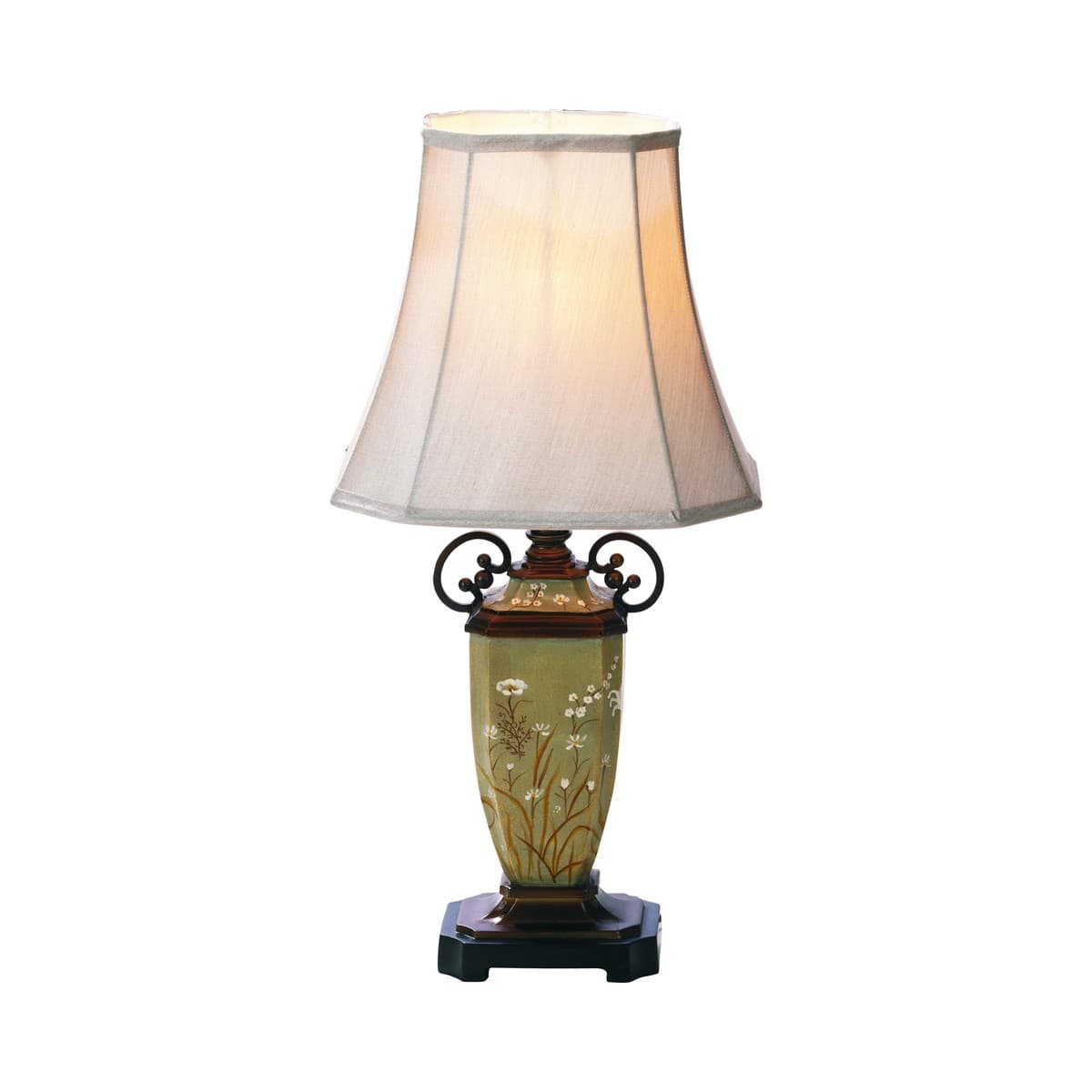 Lisa 1 Light Medium Table Lamp in Green/Bronze Finish with Beige Shade