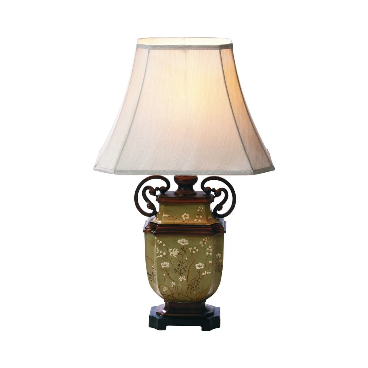 Lisa 1 Light Large Table Lamp in Green/Bronze Finish with Beige Shade-img-1