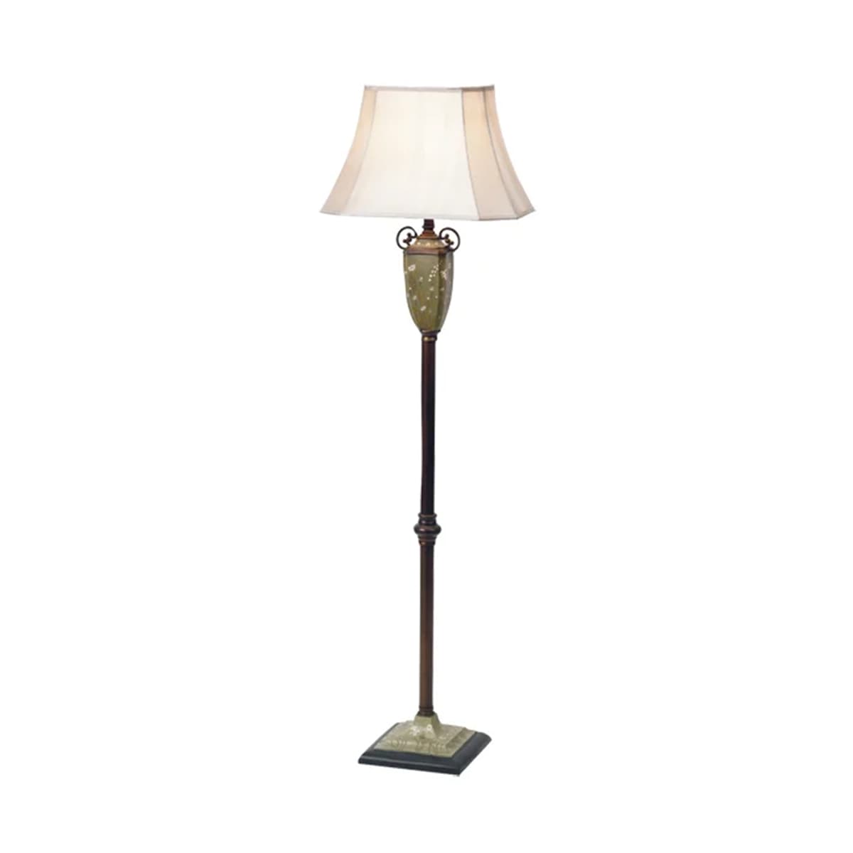 Lisa 1 Light Floor Lamp in Green/Bronze Finish with Beige Shade