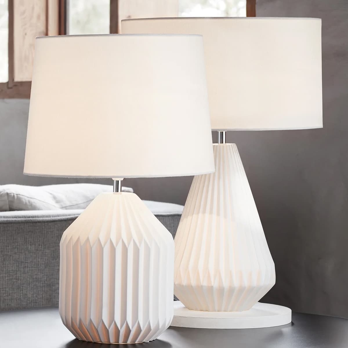 Belle Tall 2 Light Table Lamp in White