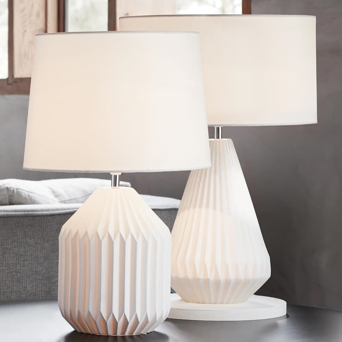 Belle Squat 2 Light Table Lamp in White-img-2