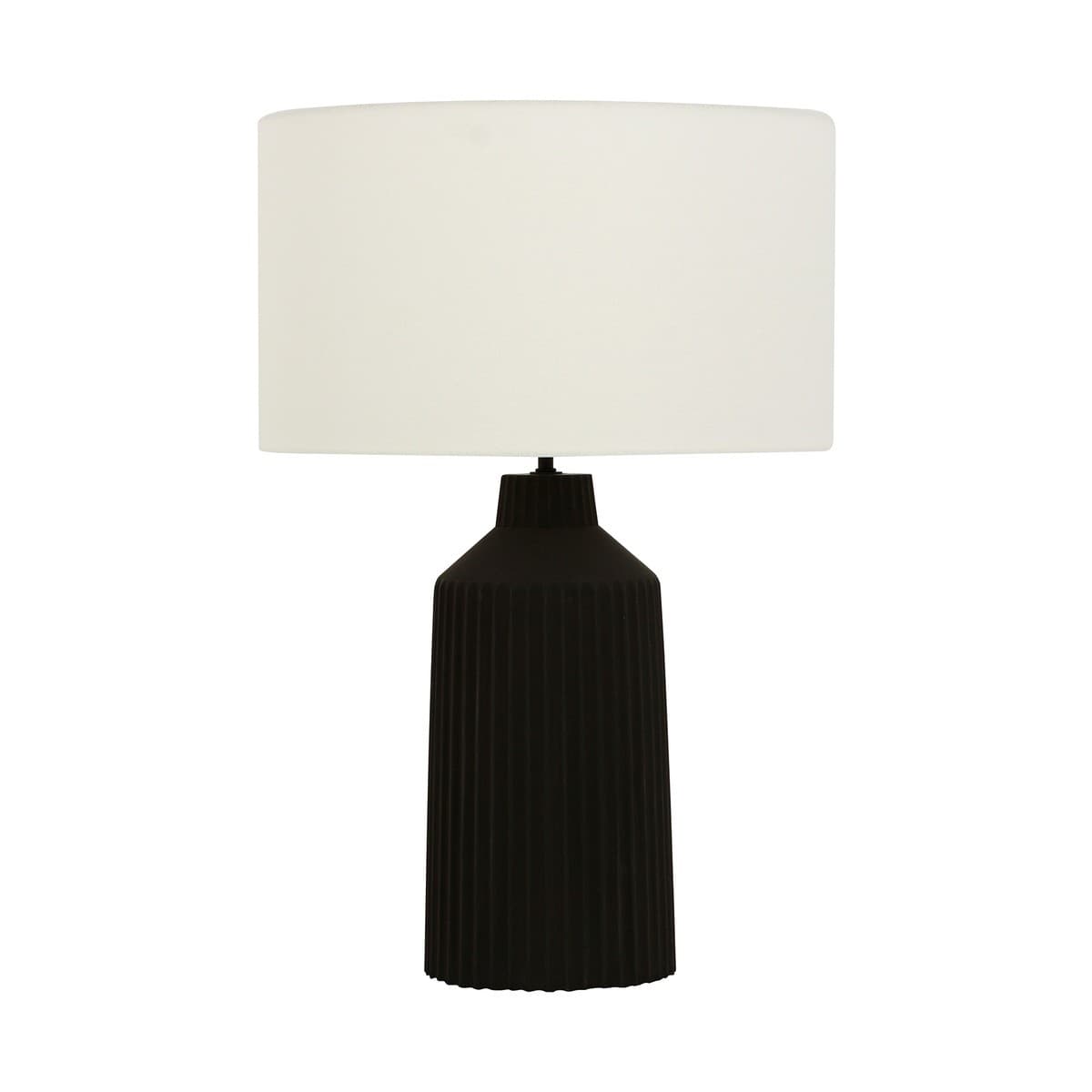 Miro 1 Light Table Lamp with Black Ribbed Concrete Base and White Linen Shade-img-1
