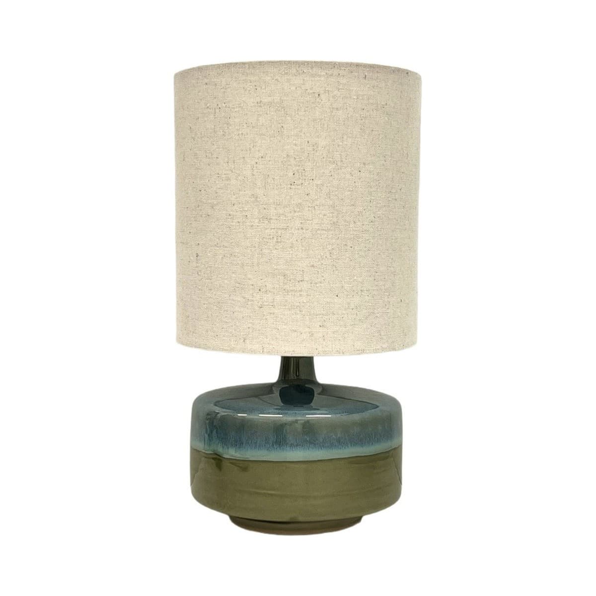Isabel 1 Light Table Lamp in Teal Ceramic with Natural Fabric Shade, 2 Pack-img-2
