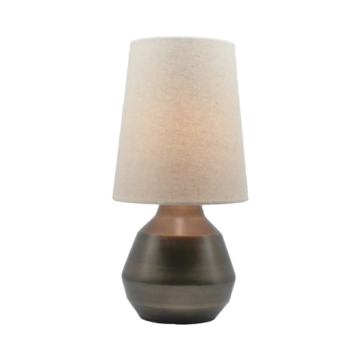 Geo Touch Lamp in Bronze with Natural Shade
