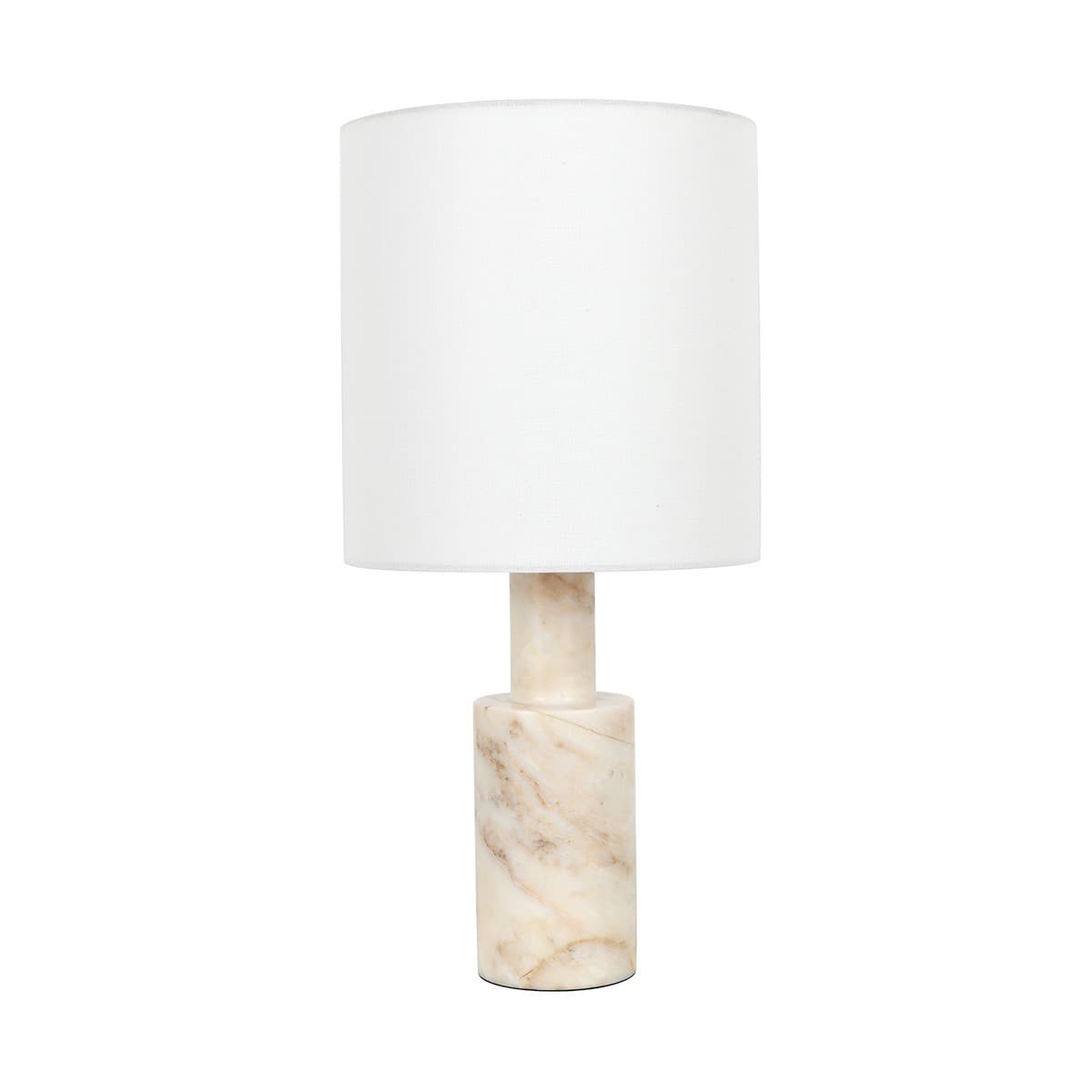Terra 1 Light Table Lamp in Beige Marble with White Linen Shade-img-1