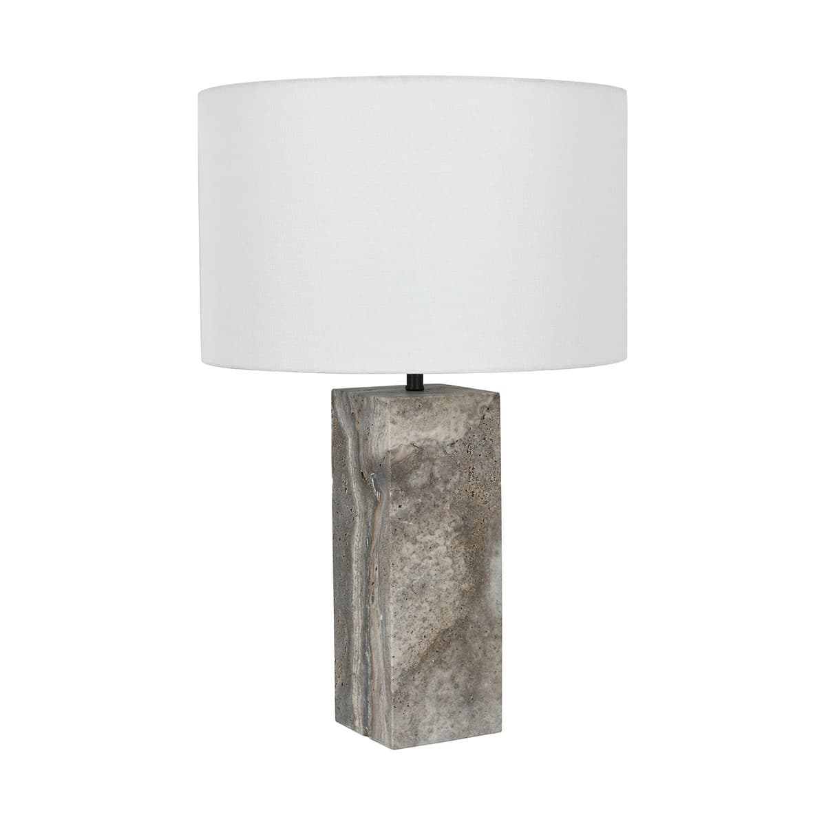 Sandrine 1 Light Square Table Lamp in Silver Travertine