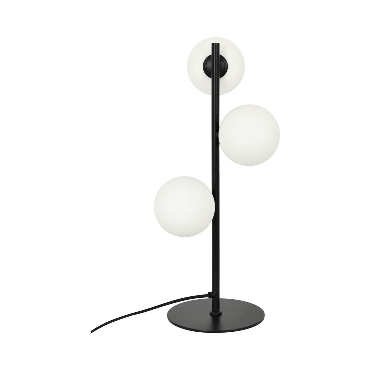 Helix 3 Light Table Lamp in Black with Opal Glass Shades