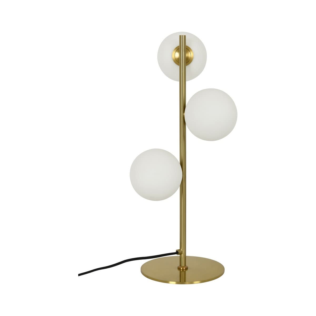 Helix 3 Light Table Lamp in Brass with Opal Glass Shades