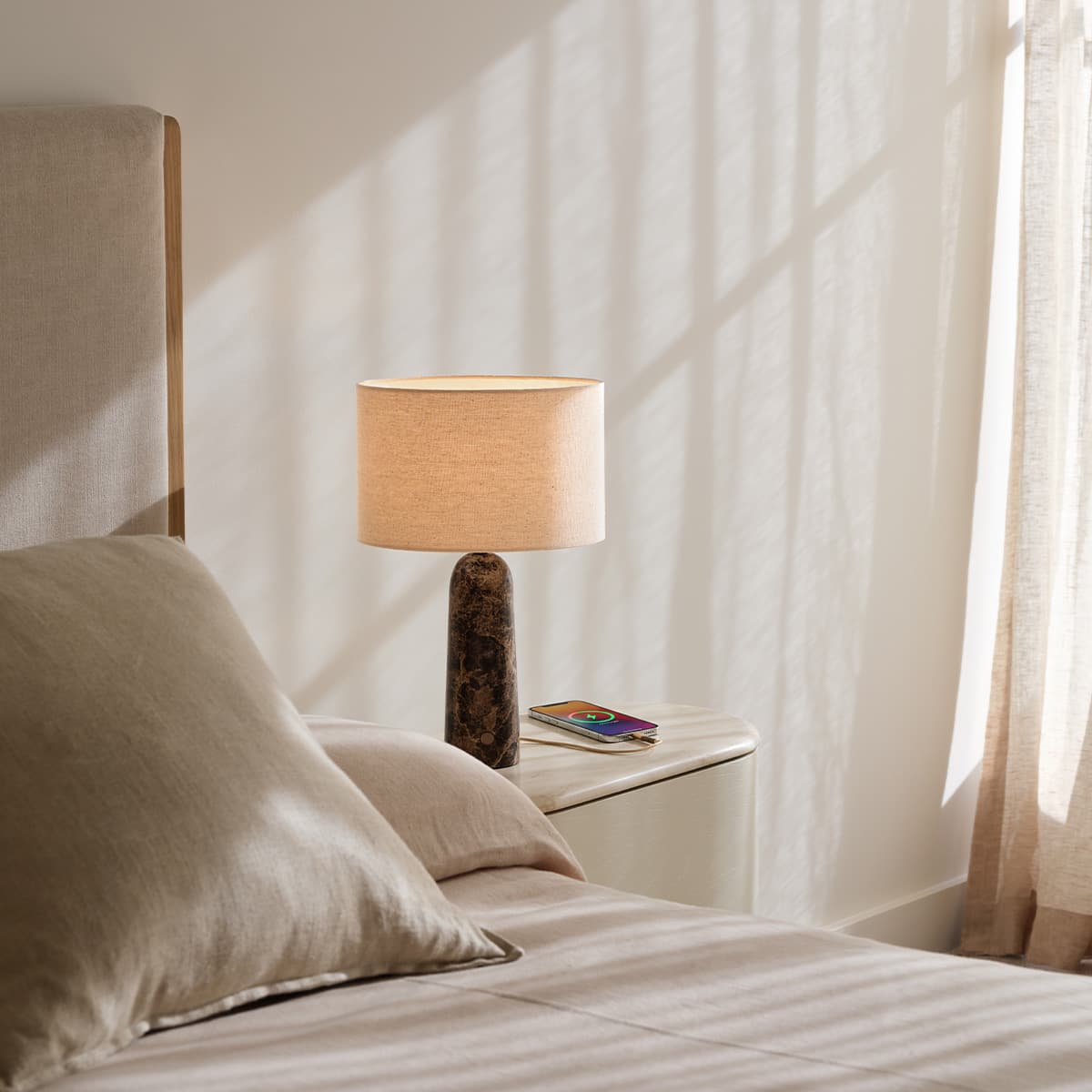 Sandrine Touch Table Lamp with USB-C Charging Port in Brown Marble-img-2