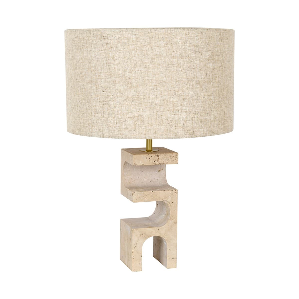 Forma 1 Light Table Lamp in Travertine with Natural Linen Shade-img-1
