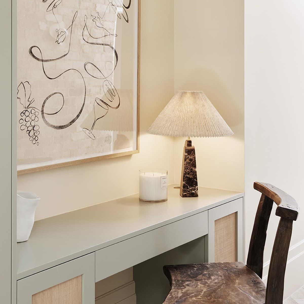 Made By Mayfair Cassini 1 Light Table Lamp in Brown Marble with Natural Linen Shade-img-8