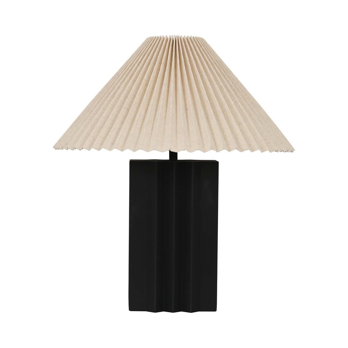 Fora 1 Light Table Lamp in Black with Natural Linen Shade