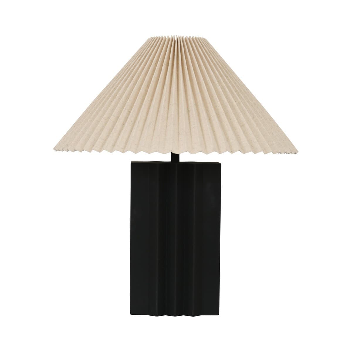 Fora 1 Light Table Lamp in Black with Natural Linen Shade