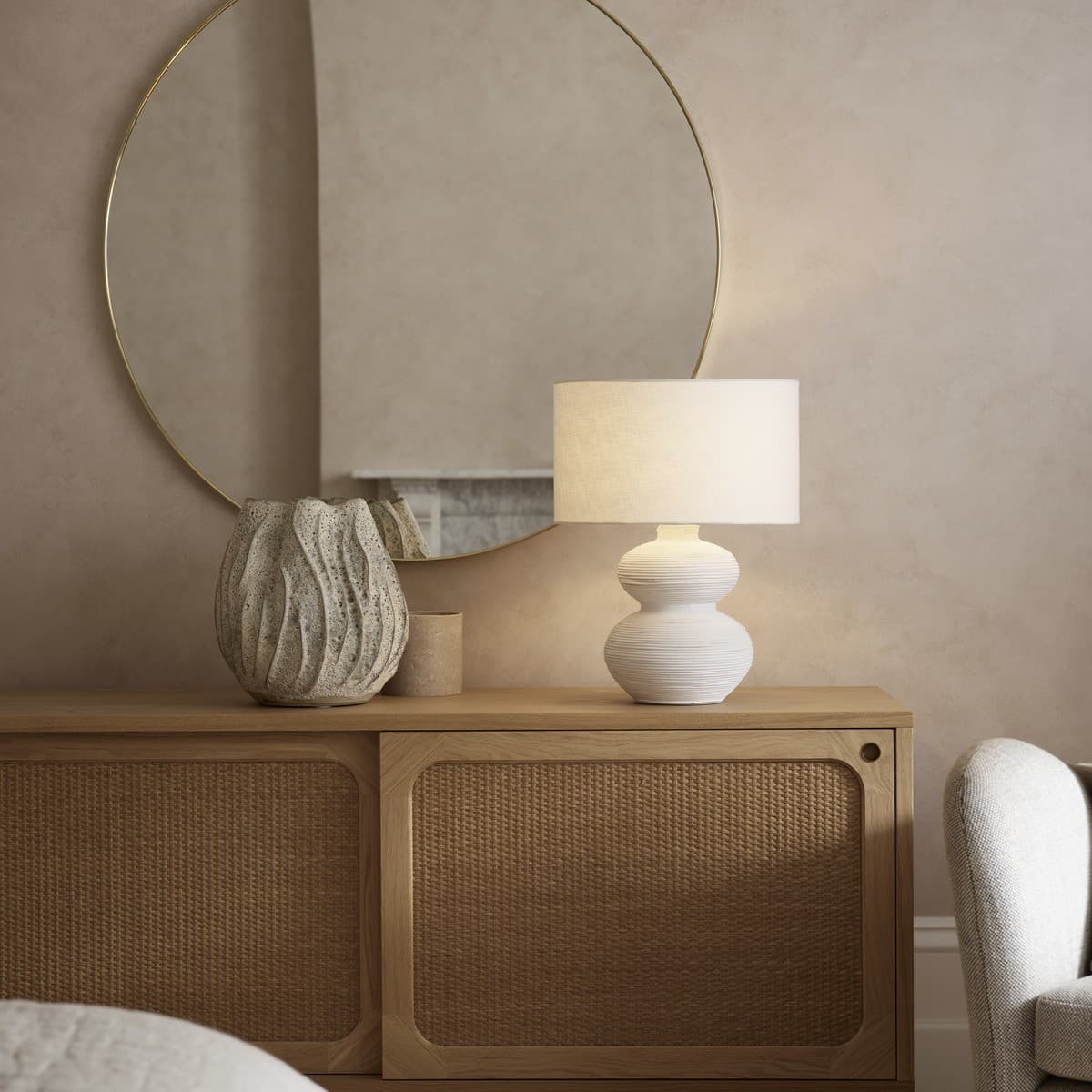 Marni 1 Light Table Lamp in White with White Shade-img-2