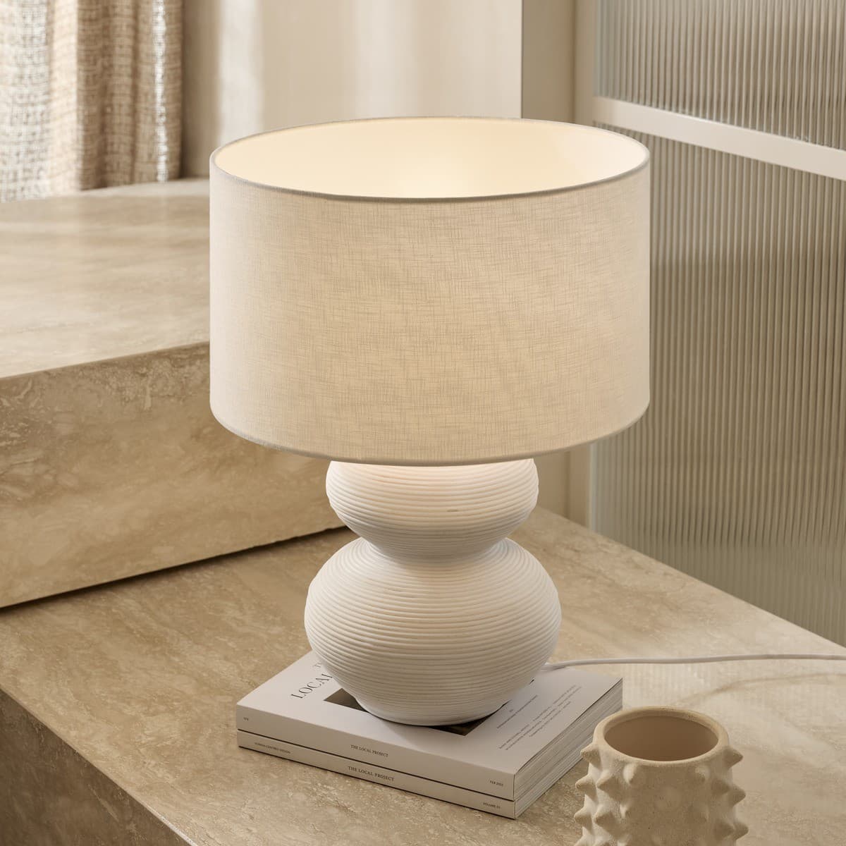 Marni 1 Light Table Lamp in White with White Shade-img-3