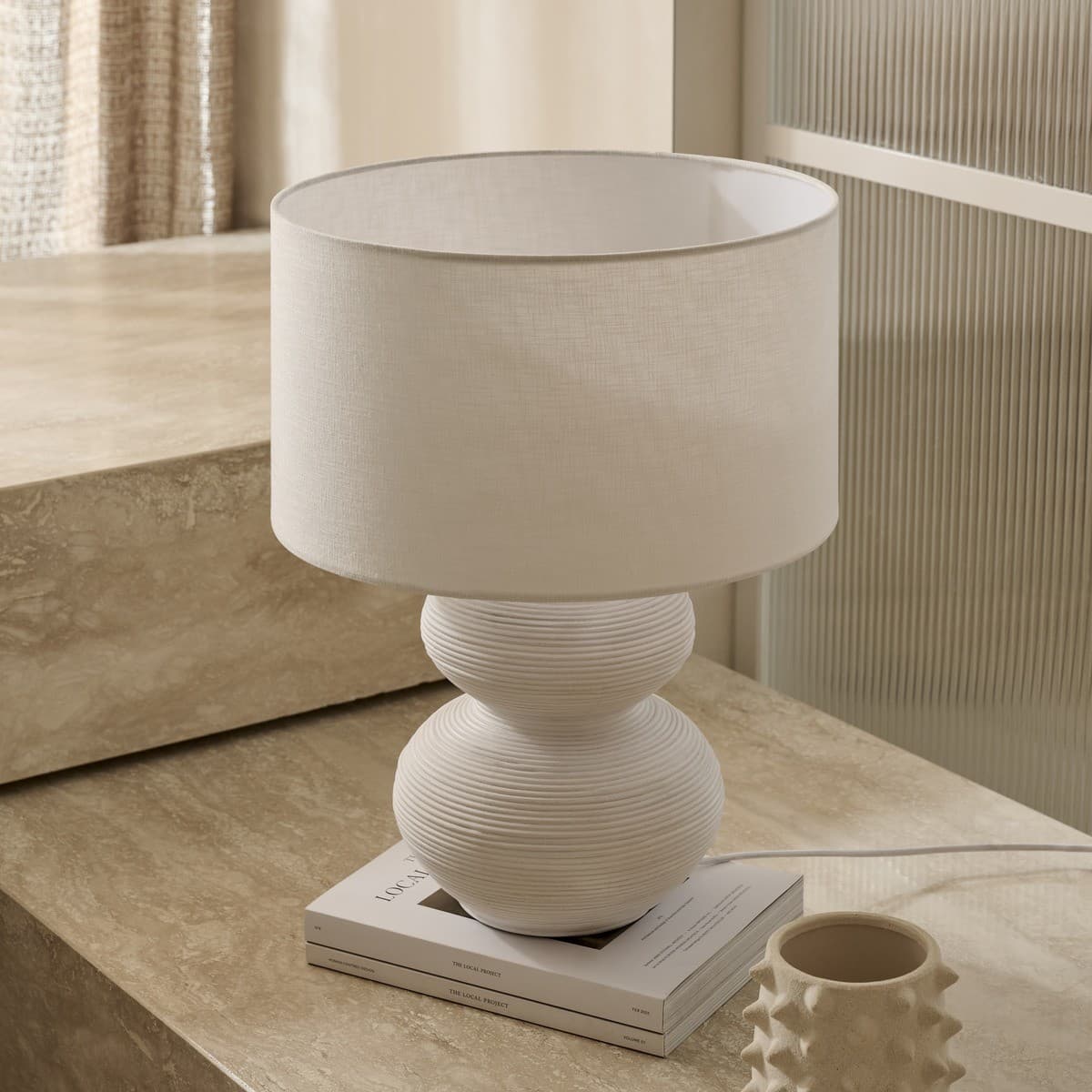 Marni 1 Light Table Lamp in White with White Shade-img-4
