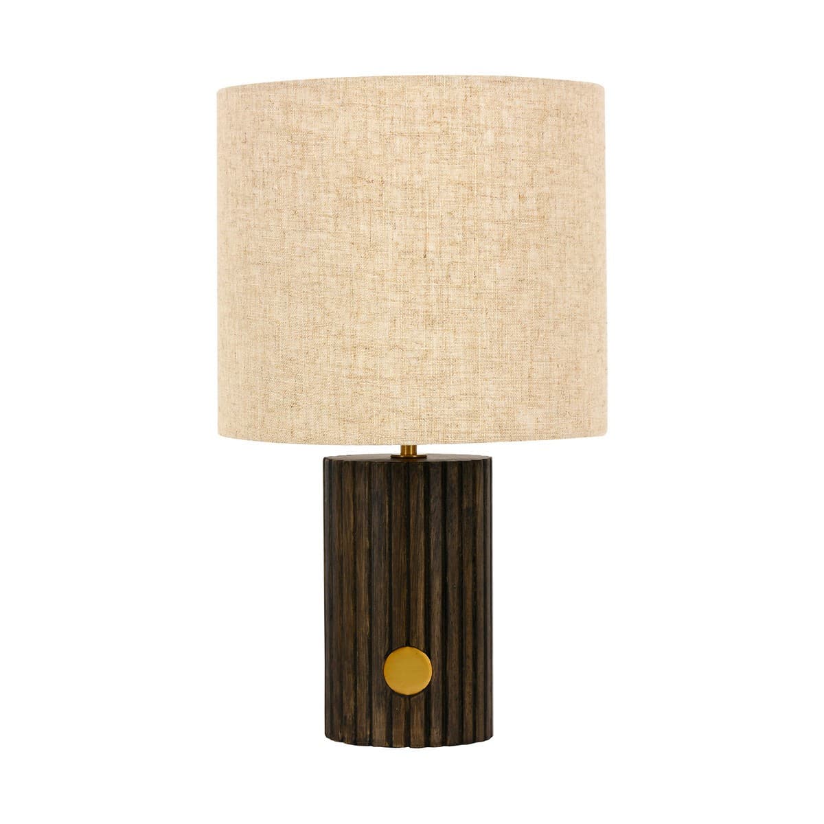 Eton 1 Light Table Lamp in Walnut with Brass and Natural Linen Shade-img-1