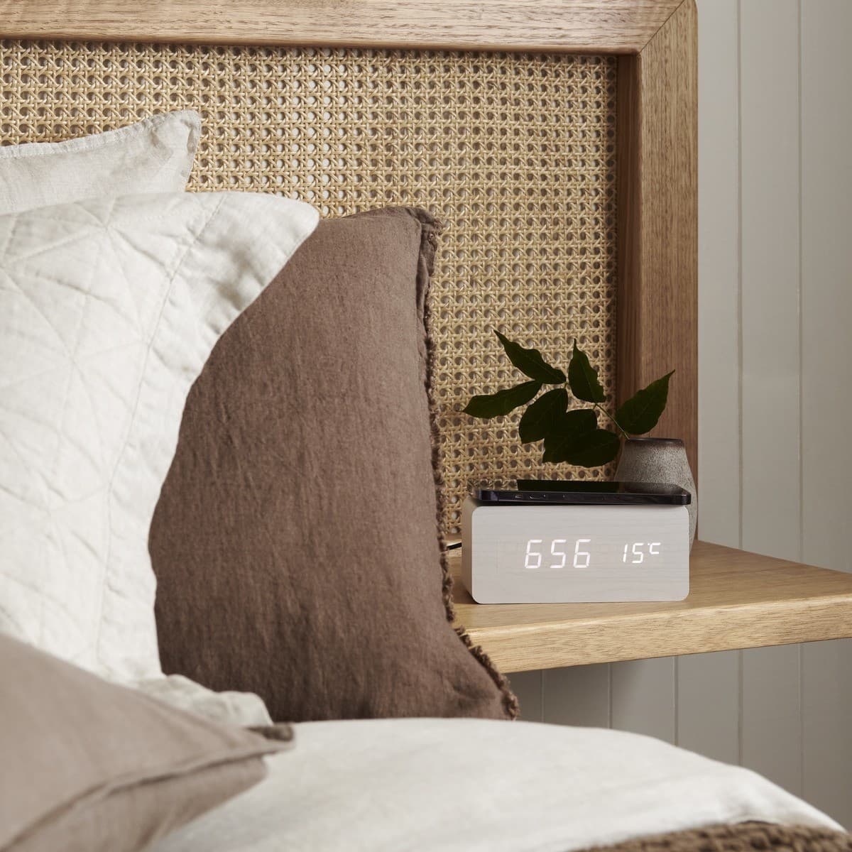 Cole LED Alarm Clock with Wireless Phone Charger in White-img-2