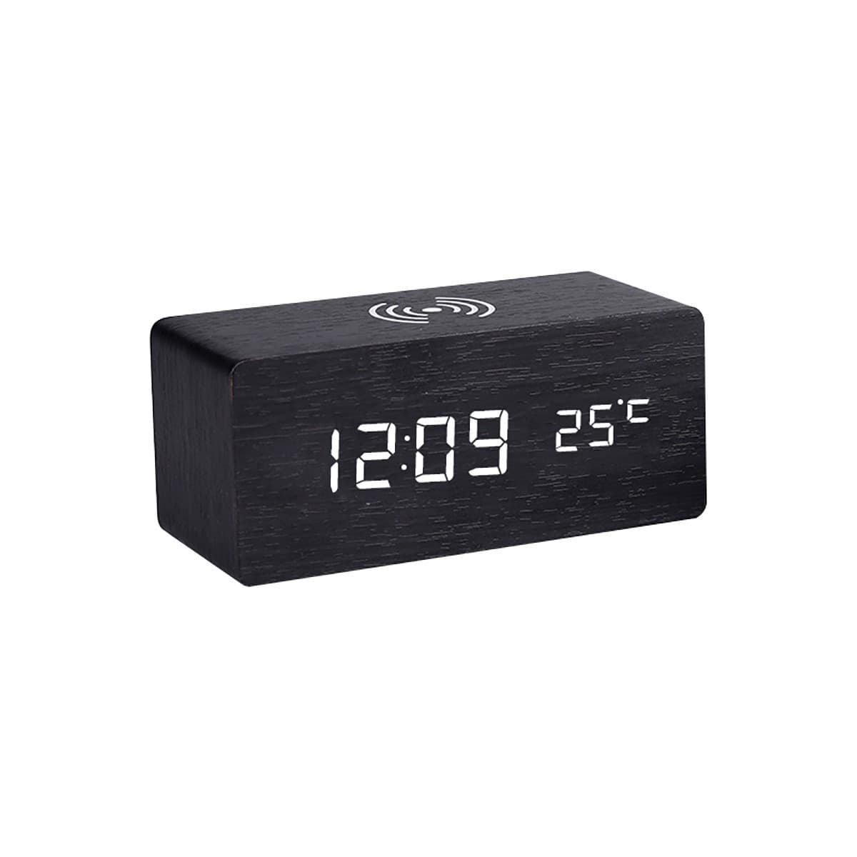 Cole LED Alarm Clock with Wireless Phone Charger in Black