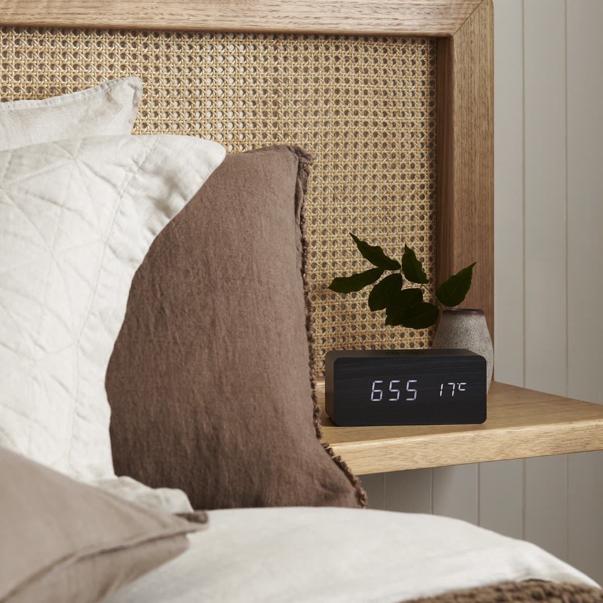 Cole LED Alarm Clock with Wireless Phone Charger in Black