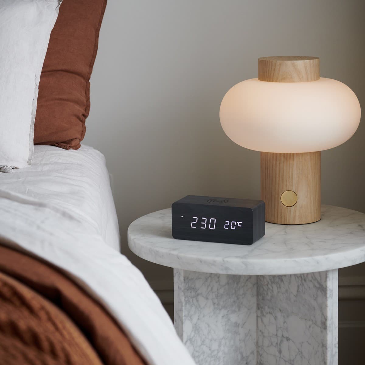 Cole LED Alarm Clock with Wireless Phone Charger in Black