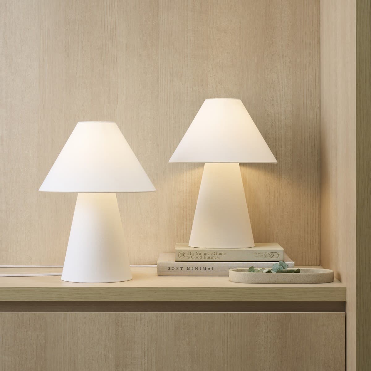 Atila 1 Light Table Lamp in Ivory, 2 Pack