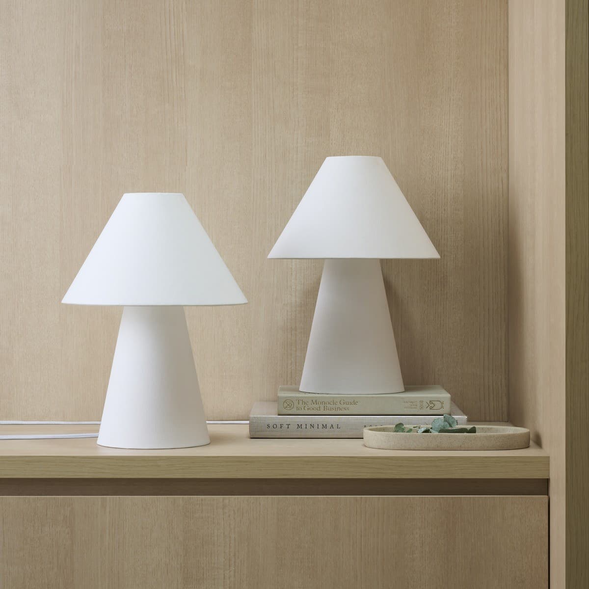 Atila 1 Light Table Lamp in Ivory, 2 Pack