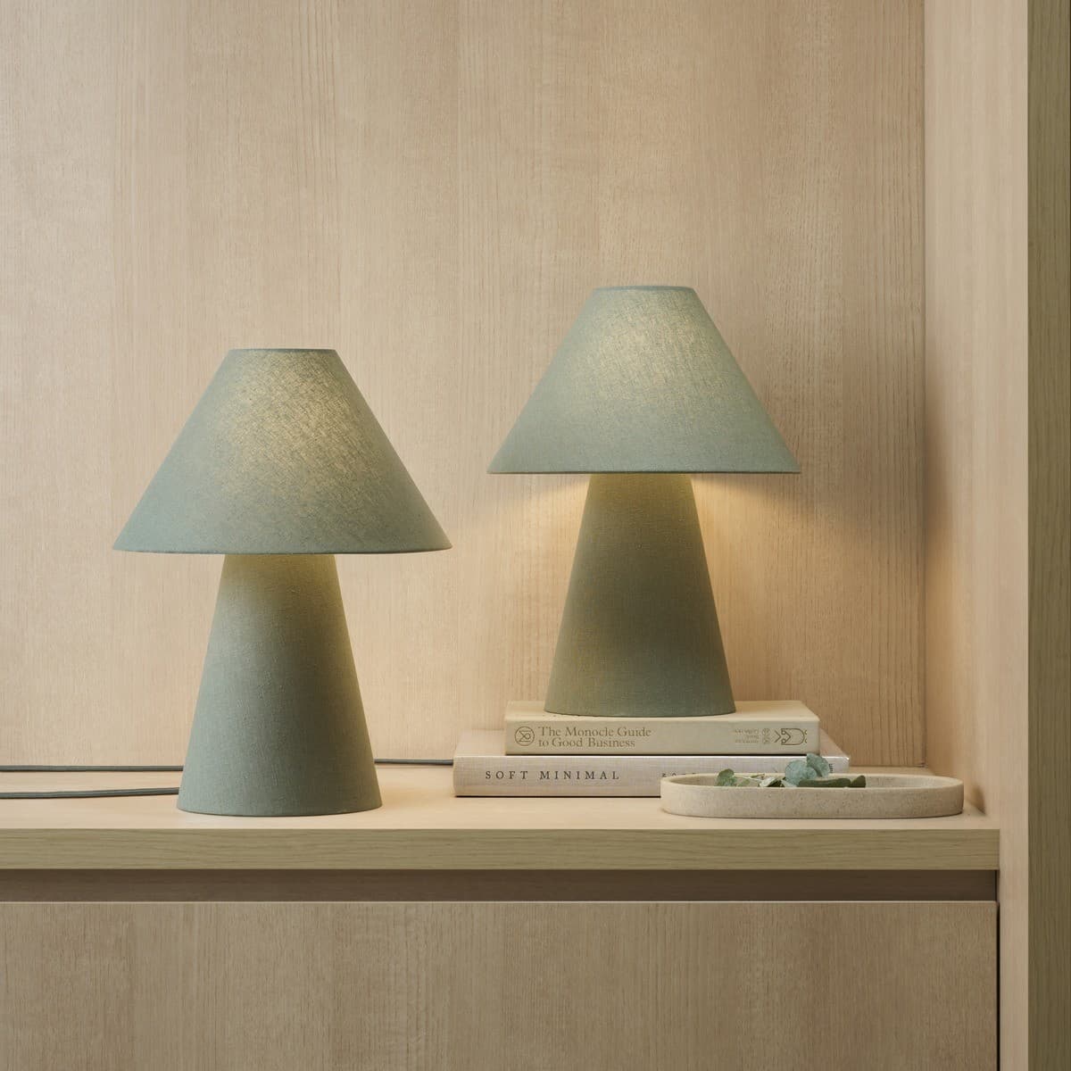 Atila 1 Light Table Lamp in Sage, 2 Pack