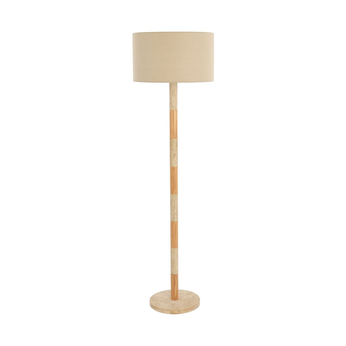 Loren Floor Lamp in Natural Travertine and Oak-finish Timber-img-1