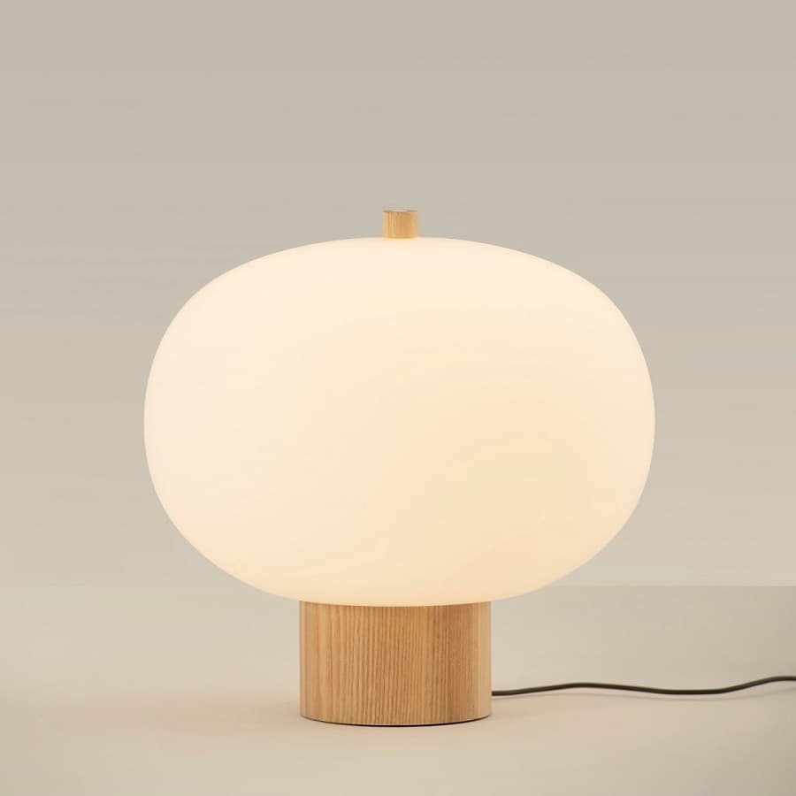 Luna Glass Table Lamp - Large in Timber