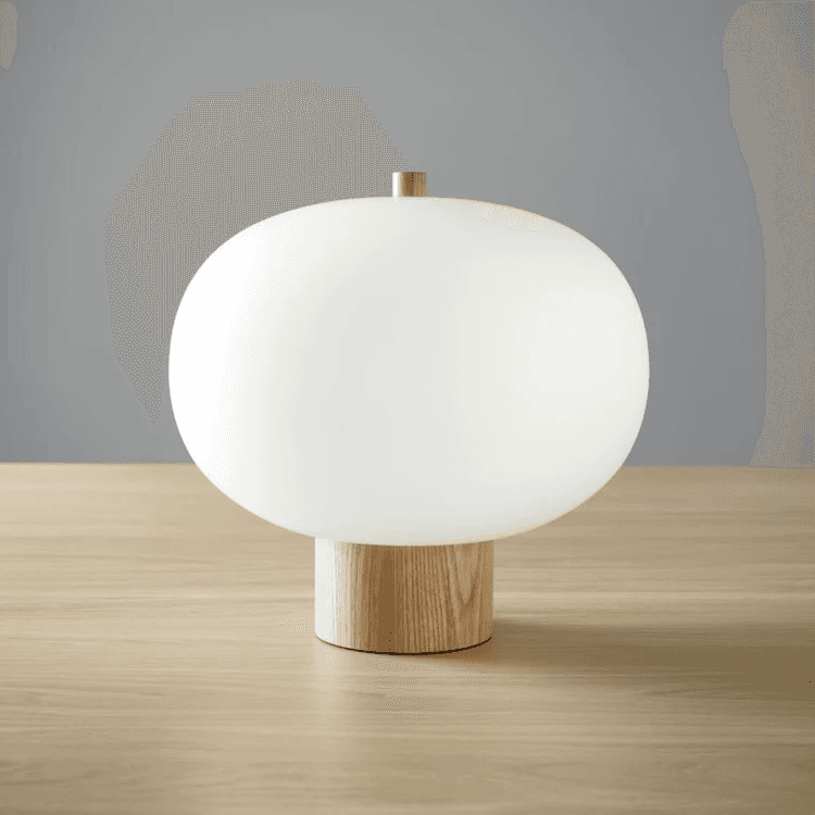 Luna Glass Table Lamp - Large in Timber
