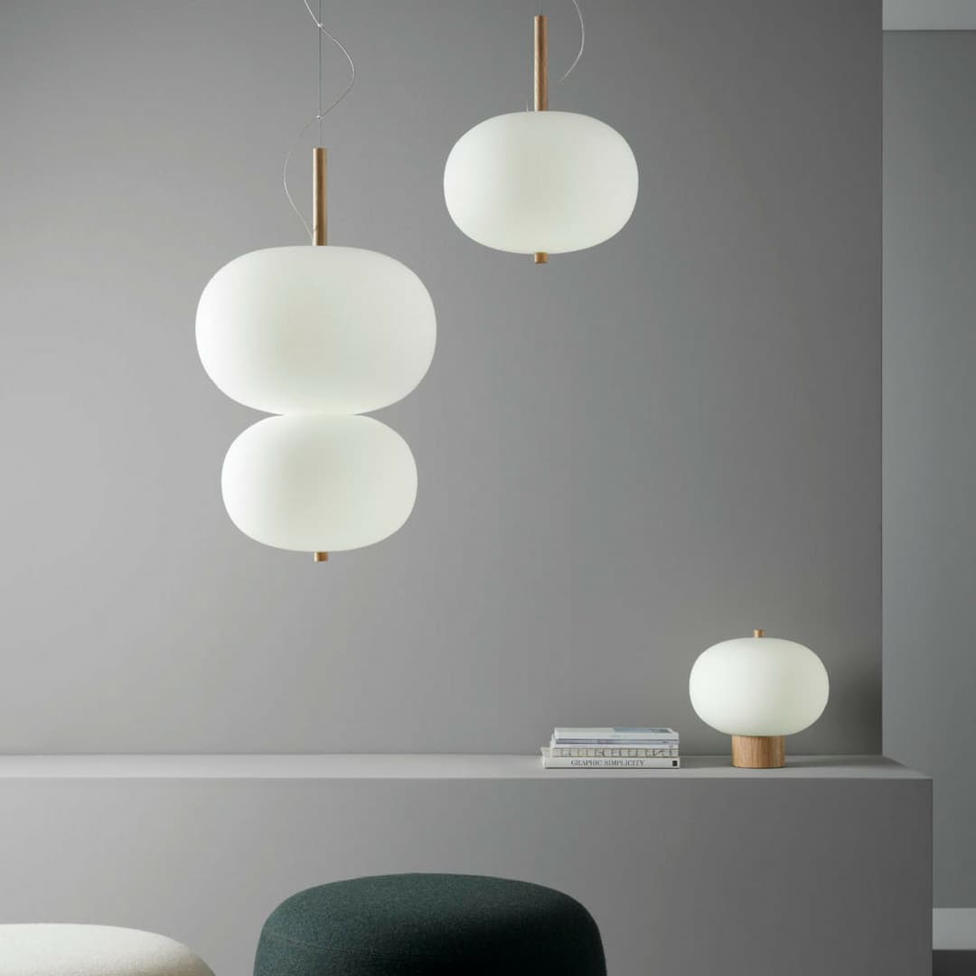 Luna Glass Table Lamp - Large in Timber