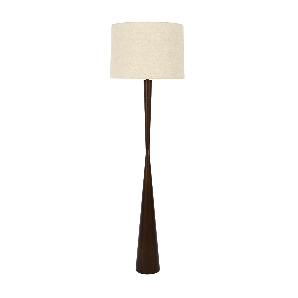 Wirth 1 Light Floor Lamp in Walnut with Natural Linen Shade and Bronze Details-img-2