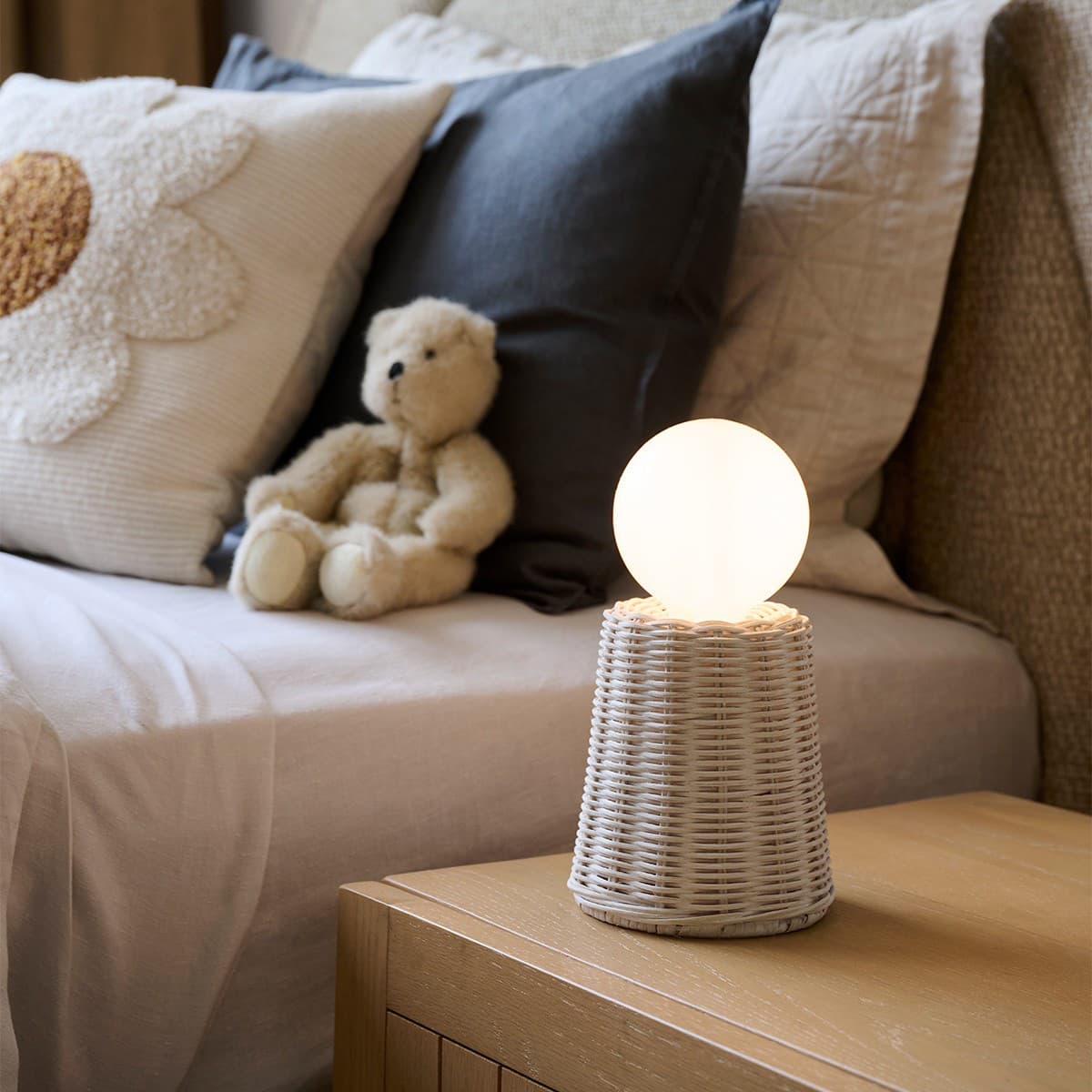 Maison 1 Light Table Lamp in White Rattan