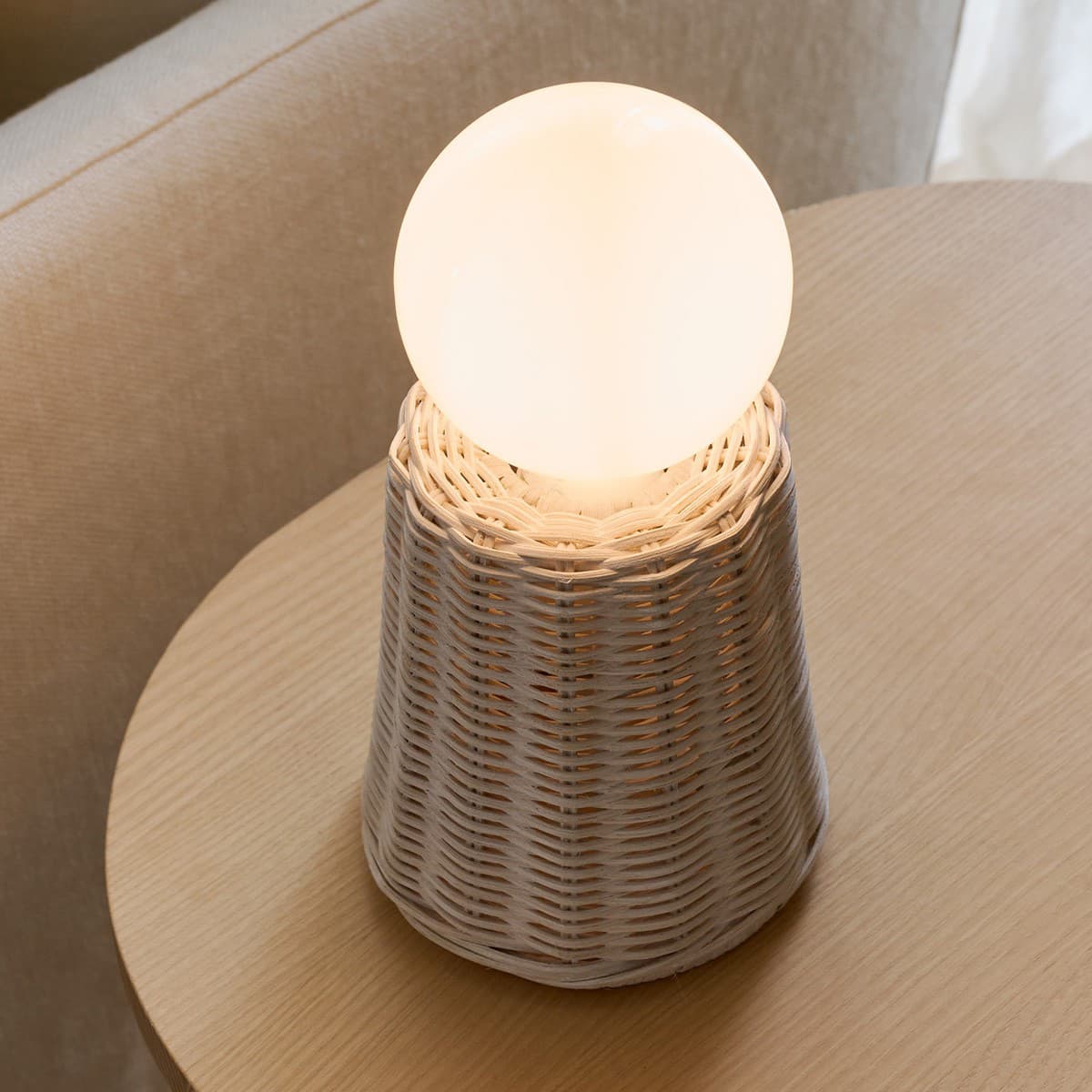 Maison 1 Light Table Lamp in White Rattan