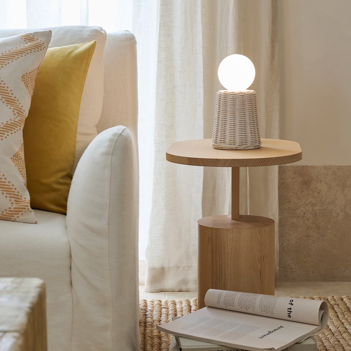 Maison 1 Light Table Lamp in White Rattan