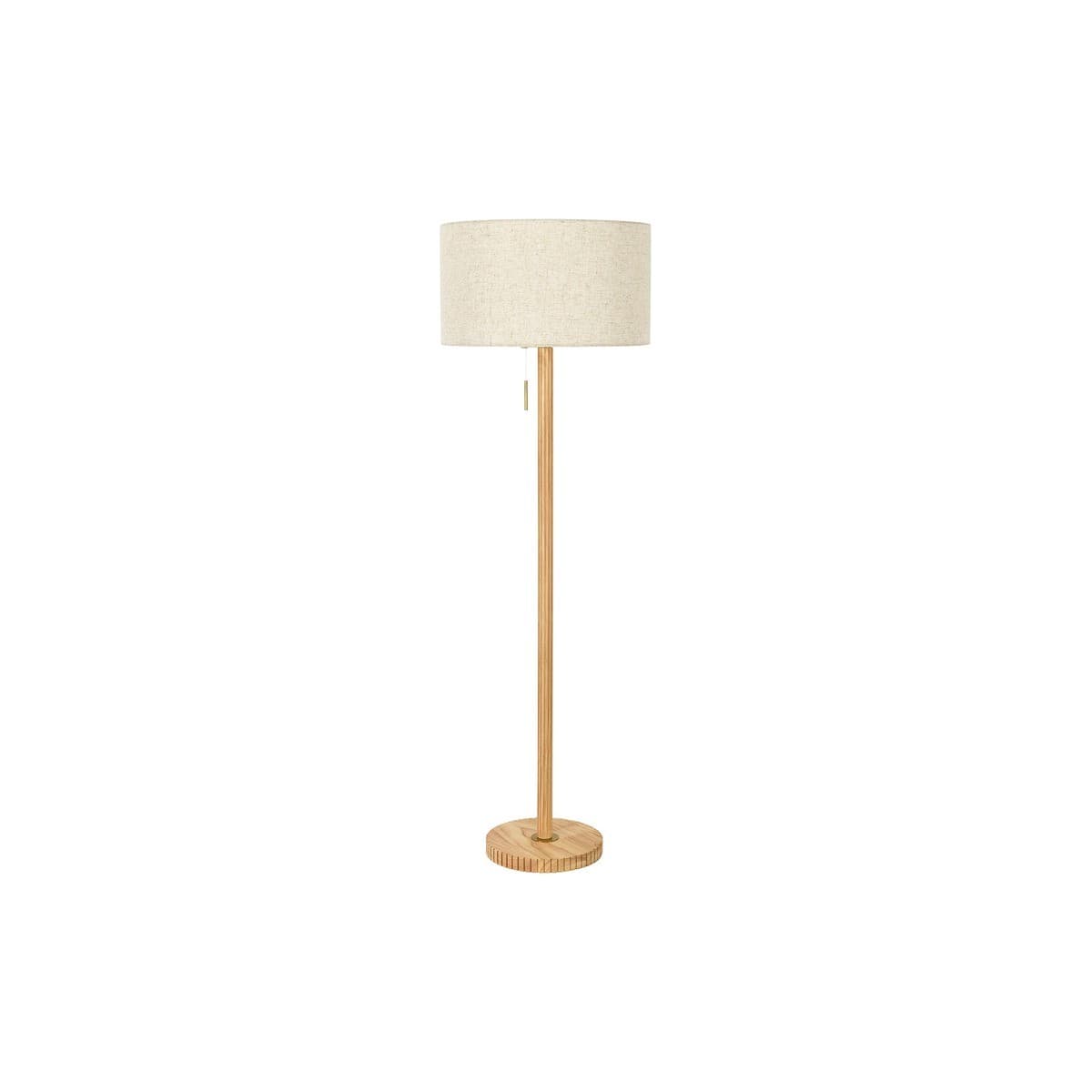 Eton 1 Light Floor Lamp in Oak with Brass and Natural Linen Shade-img-1