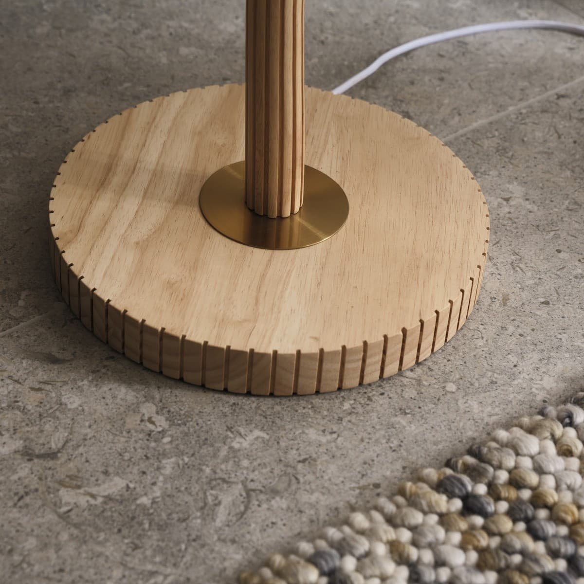 Eton 1 Light Floor Lamp in Oak with Brass and Natural Linen Shade-img-4