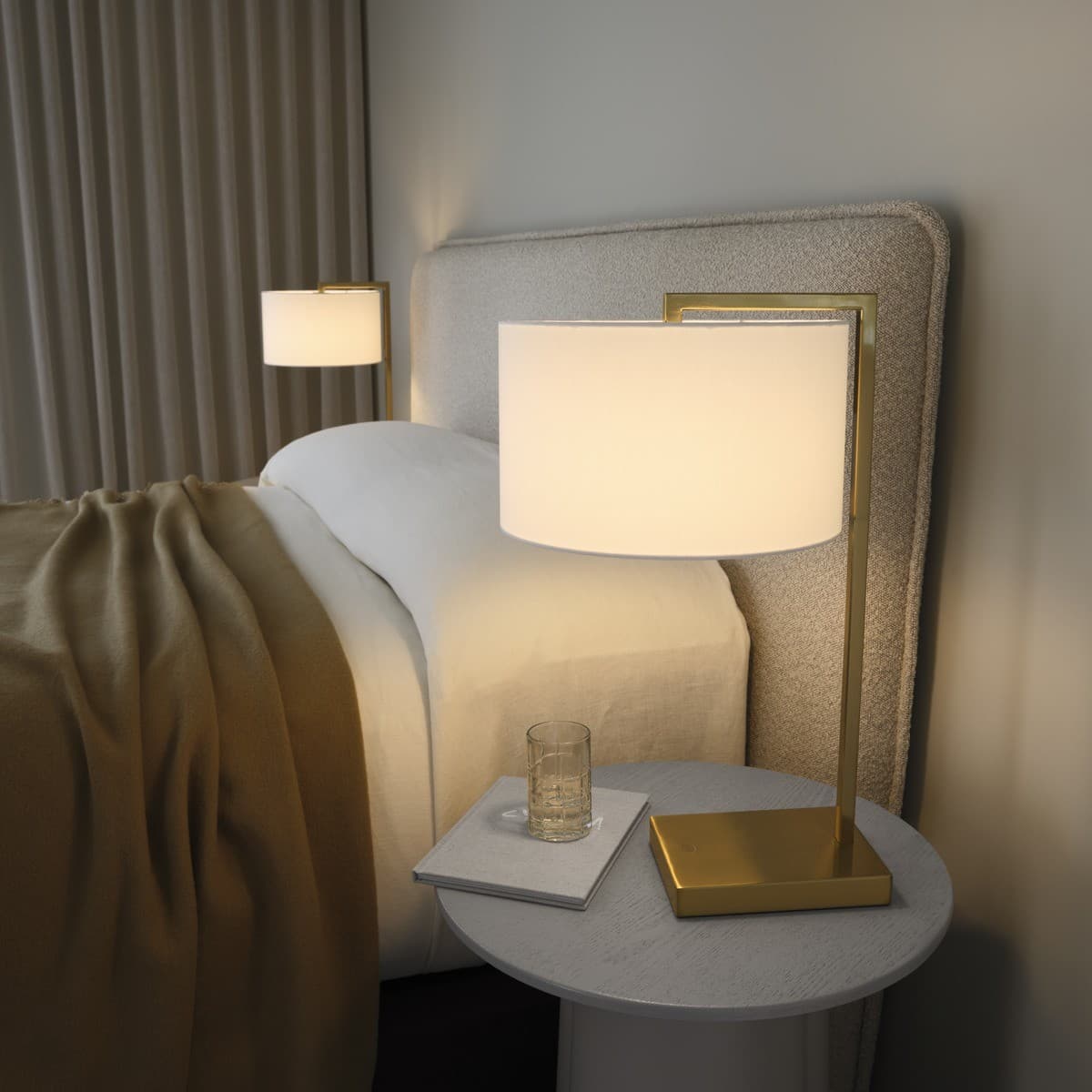Maya 1 Light Table Lamp in Aged Brass, 2 Pack, with USB-img-2