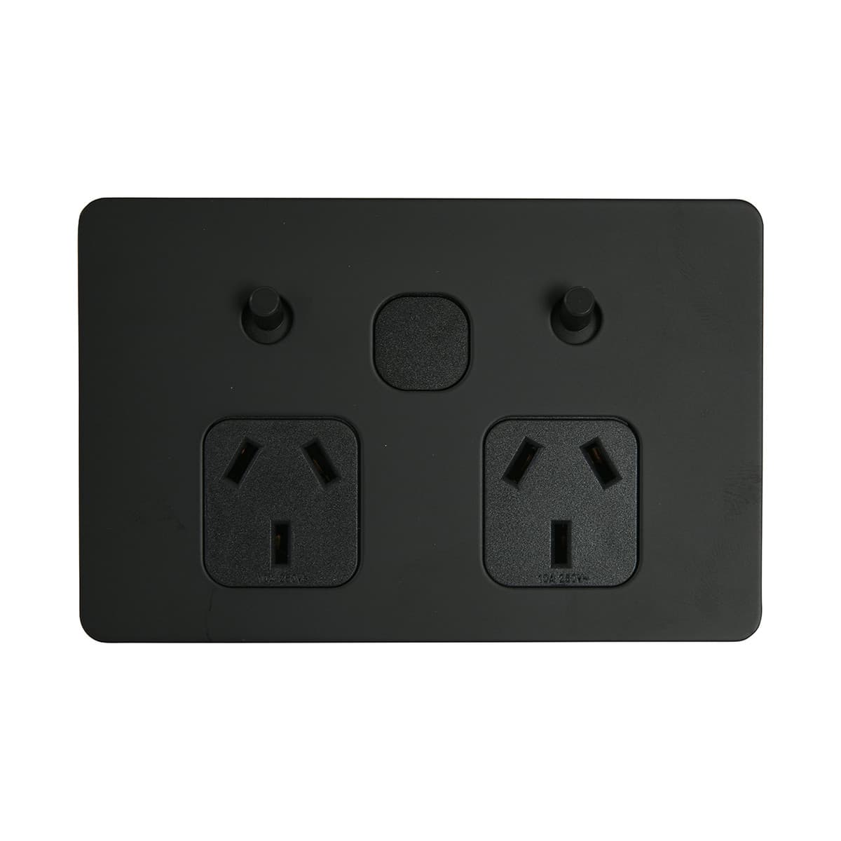 MFL Forge Modern Twin GPO with Extra Switch in Black