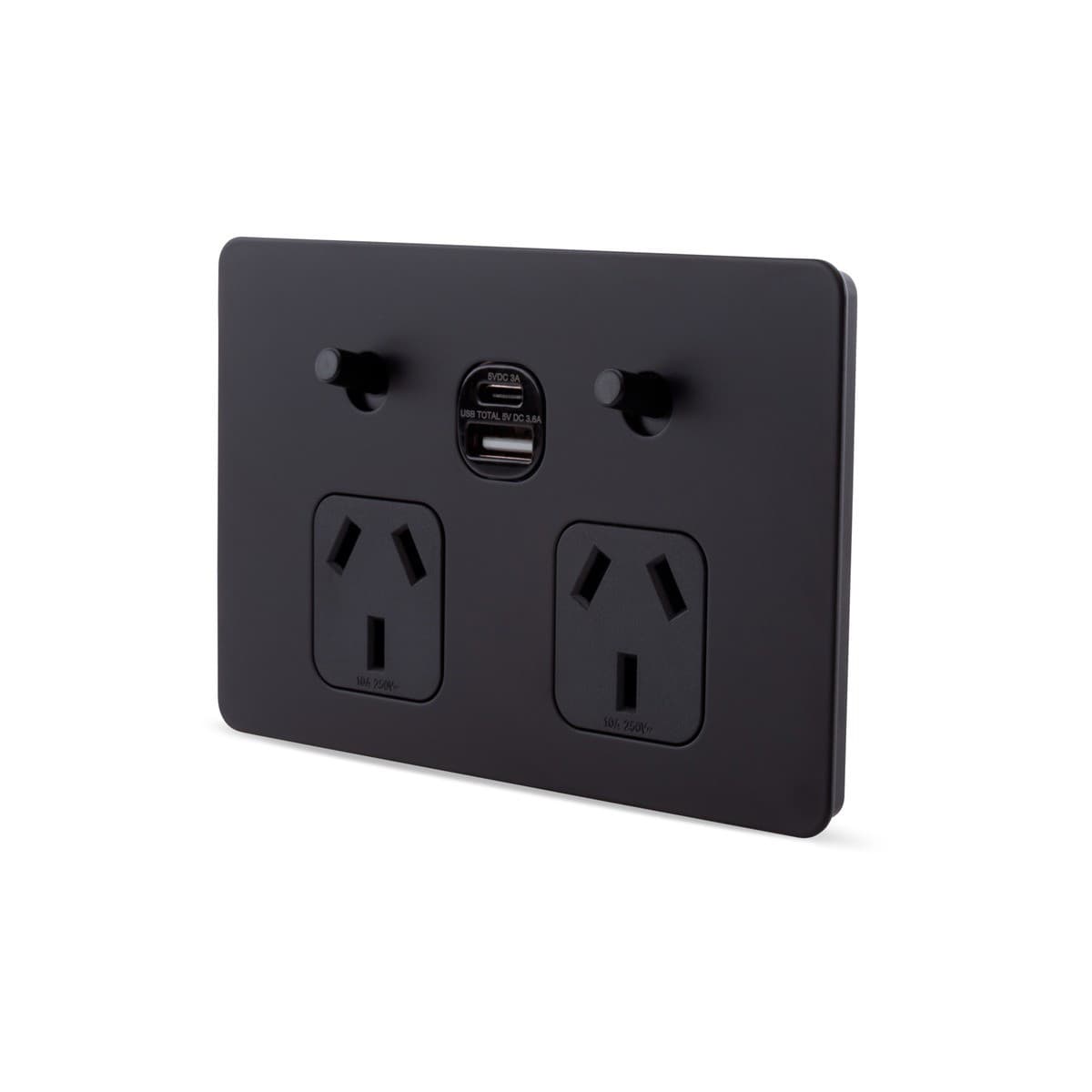 MFL Forge Modern Twin GPO with Extra Switch in Black-img-2