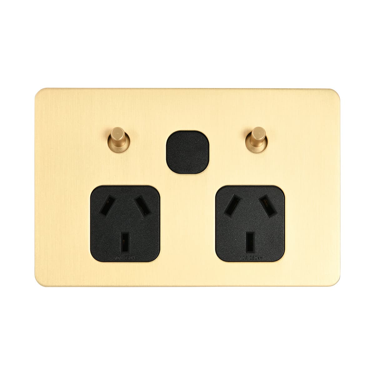 MFL Forge Modern Twin GPO with Extra Switch in Brass-img-1