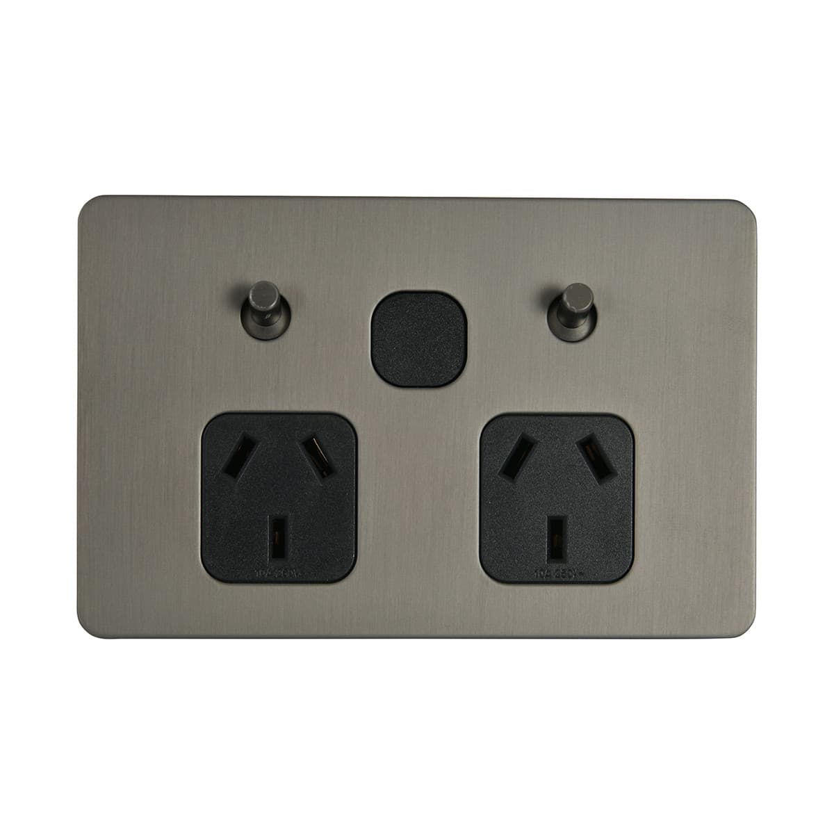 MFL Forge Modern Twin GPO with Extra Switch in Aged Nickel-img-1