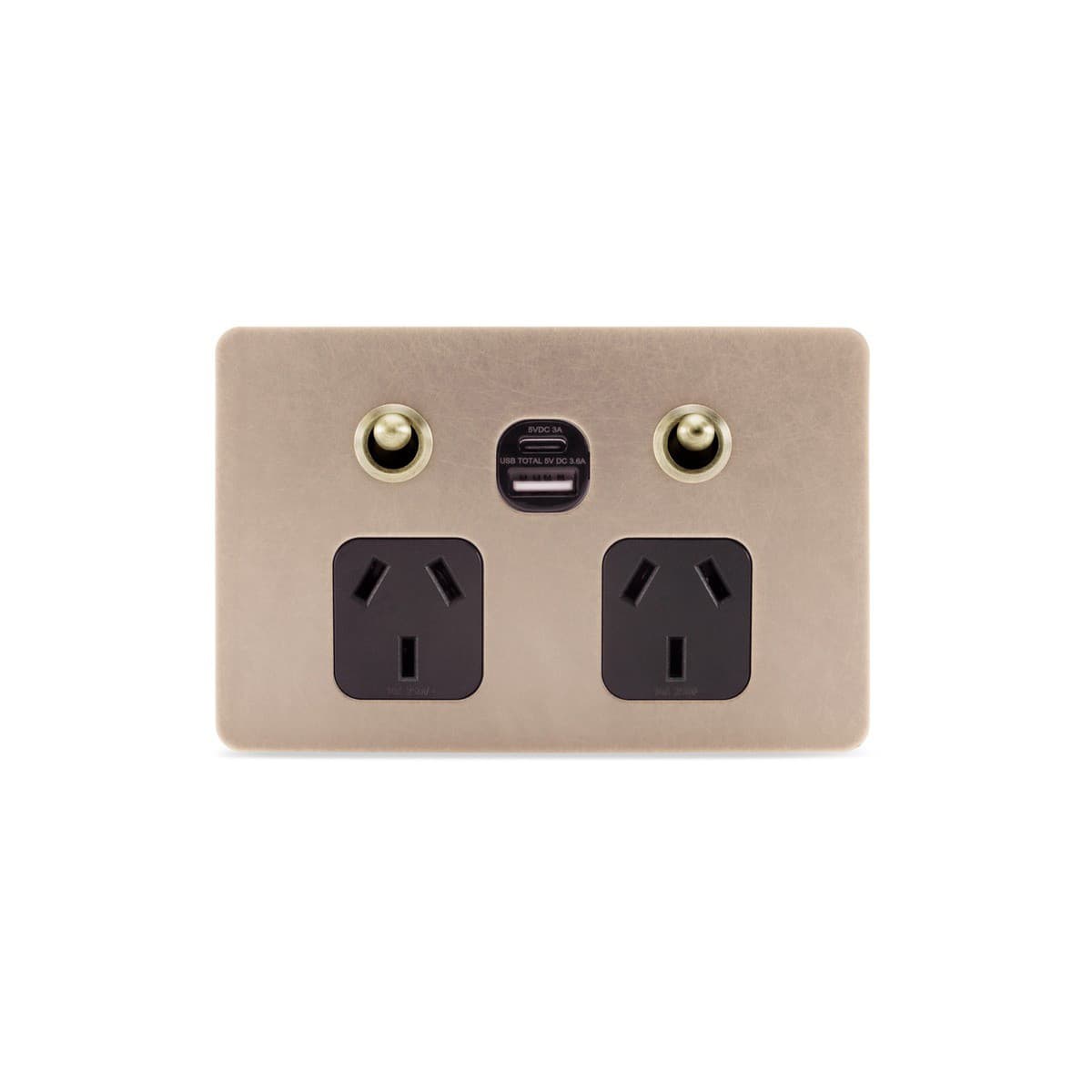 MFL Forge Heritage Twin GPO with Extra Switch in Antique Brass