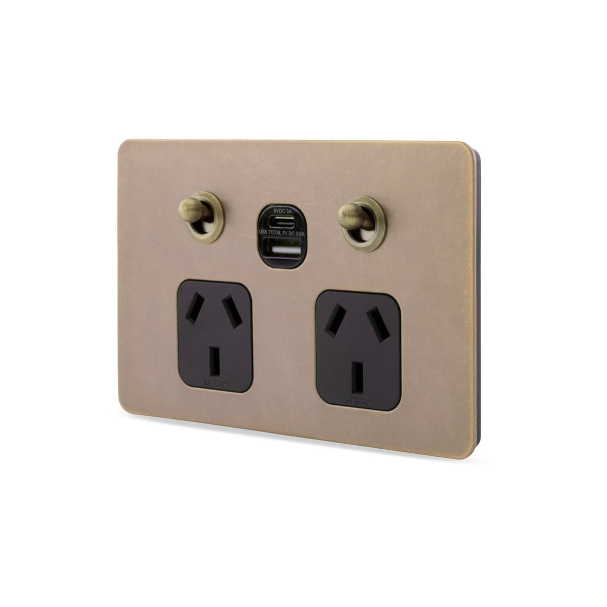 MFL Forge Heritage Twin GPO with Extra Switch in Antique Brass