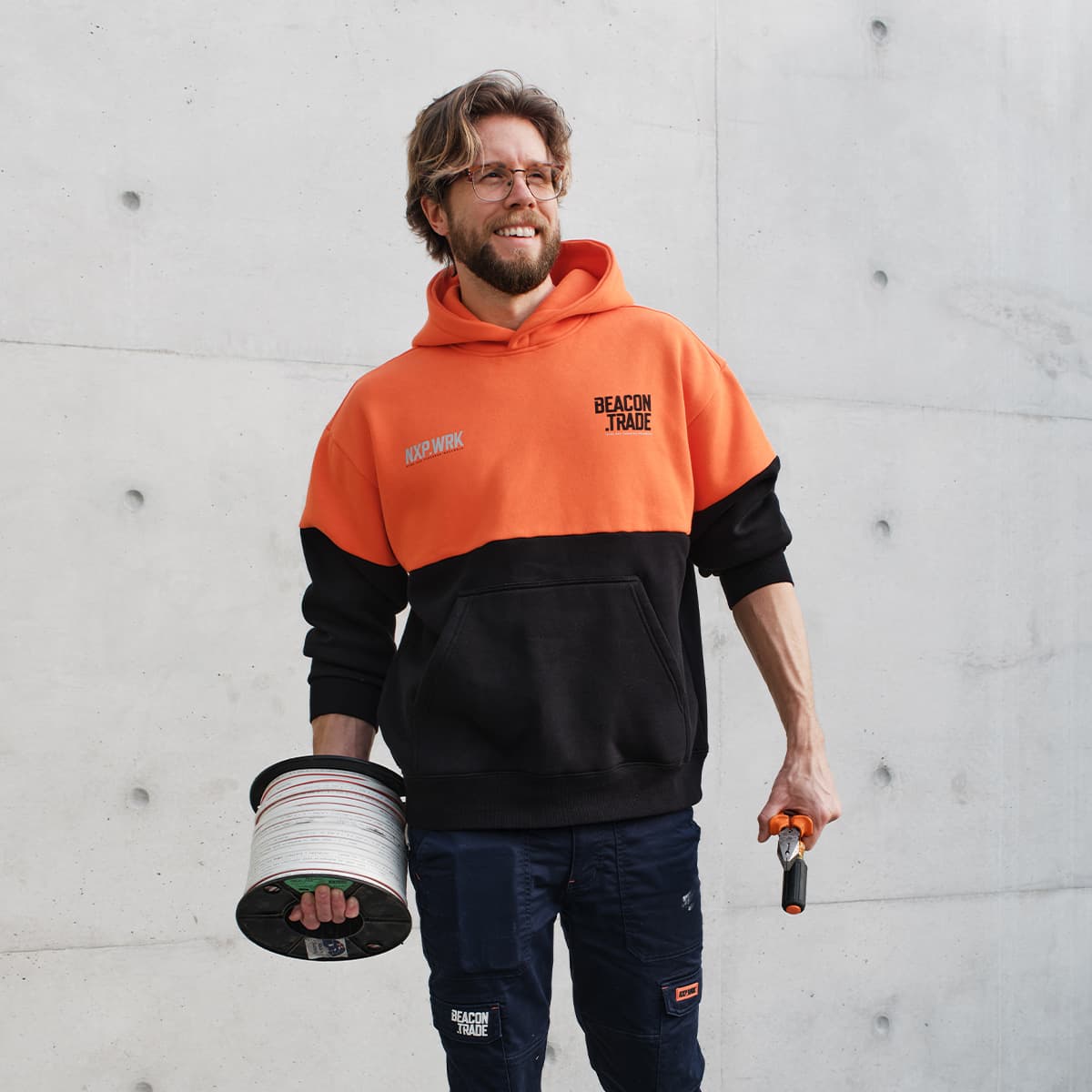 Beacon Trade x NXP Workwear Medium High-Vis Hoodie in Orange and Black-img-2