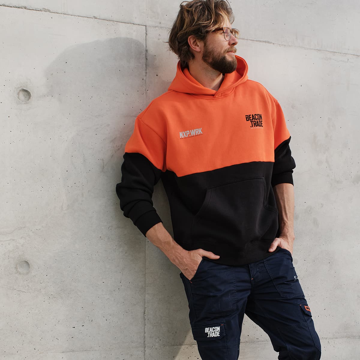 Beacon Trade x NXP Workwear Medium High-Vis Hoodie in Orange and Black-img-3