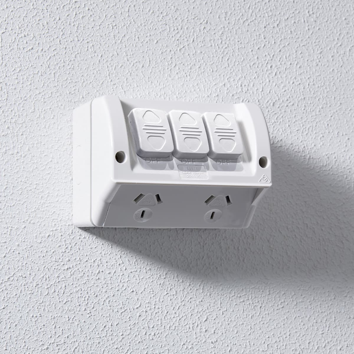 Lucci Power Twin IP54 GPO with Extra Switch in White